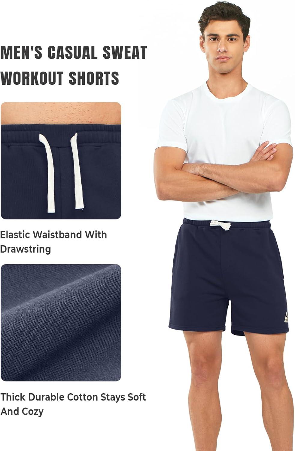 imageNORTHYARD Mens Sweat Shorts 5quot with Pockets Cotton Drawstring Summer Running Casual Lounge ShortsNavy