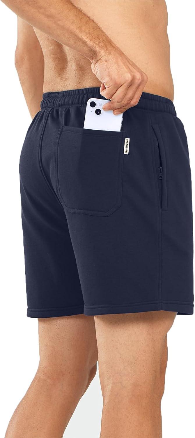 imageNORTHYARD Mens Sweat Shorts 5quot with Pockets Cotton Drawstring Summer Running Casual Lounge ShortsNavy