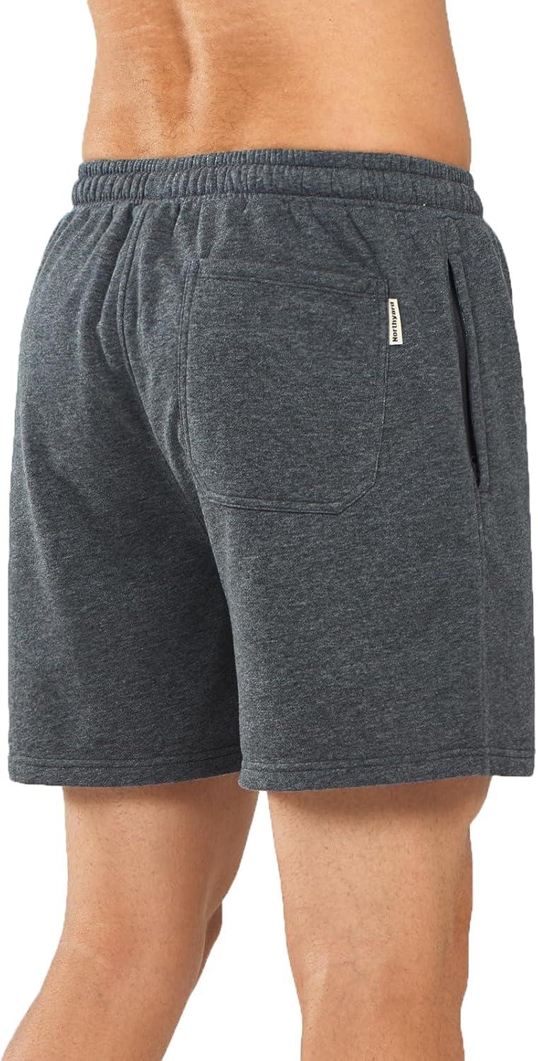 imageNORTHYARD Mens Sweat Shorts 5quot with Pockets Cotton Drawstring Summer Running Casual Lounge ShortsSmoke Heather