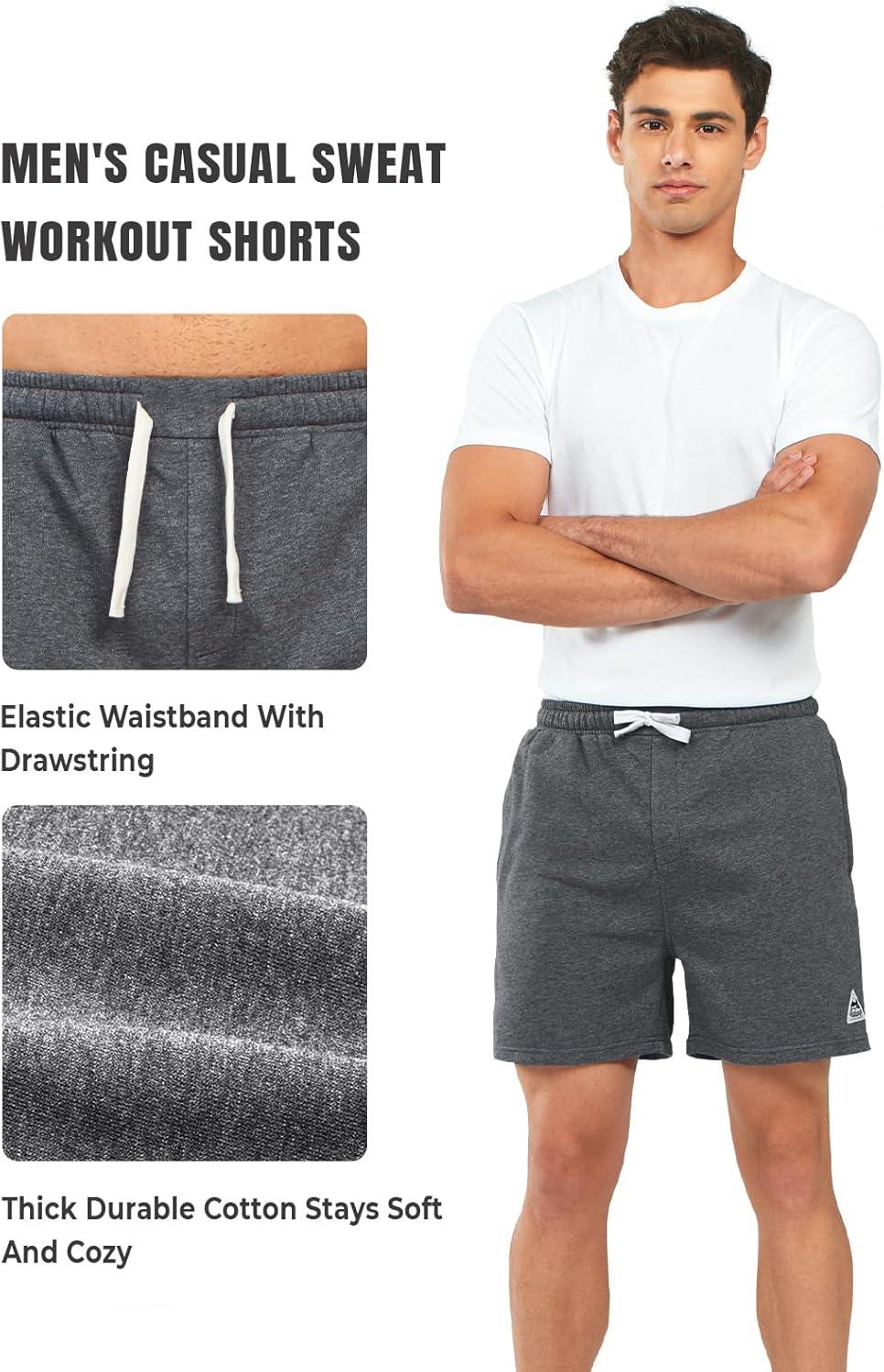 imageNORTHYARD Mens Sweat Shorts 5quot with Pockets Cotton Drawstring Summer Running Casual Lounge ShortsSmoke Heather