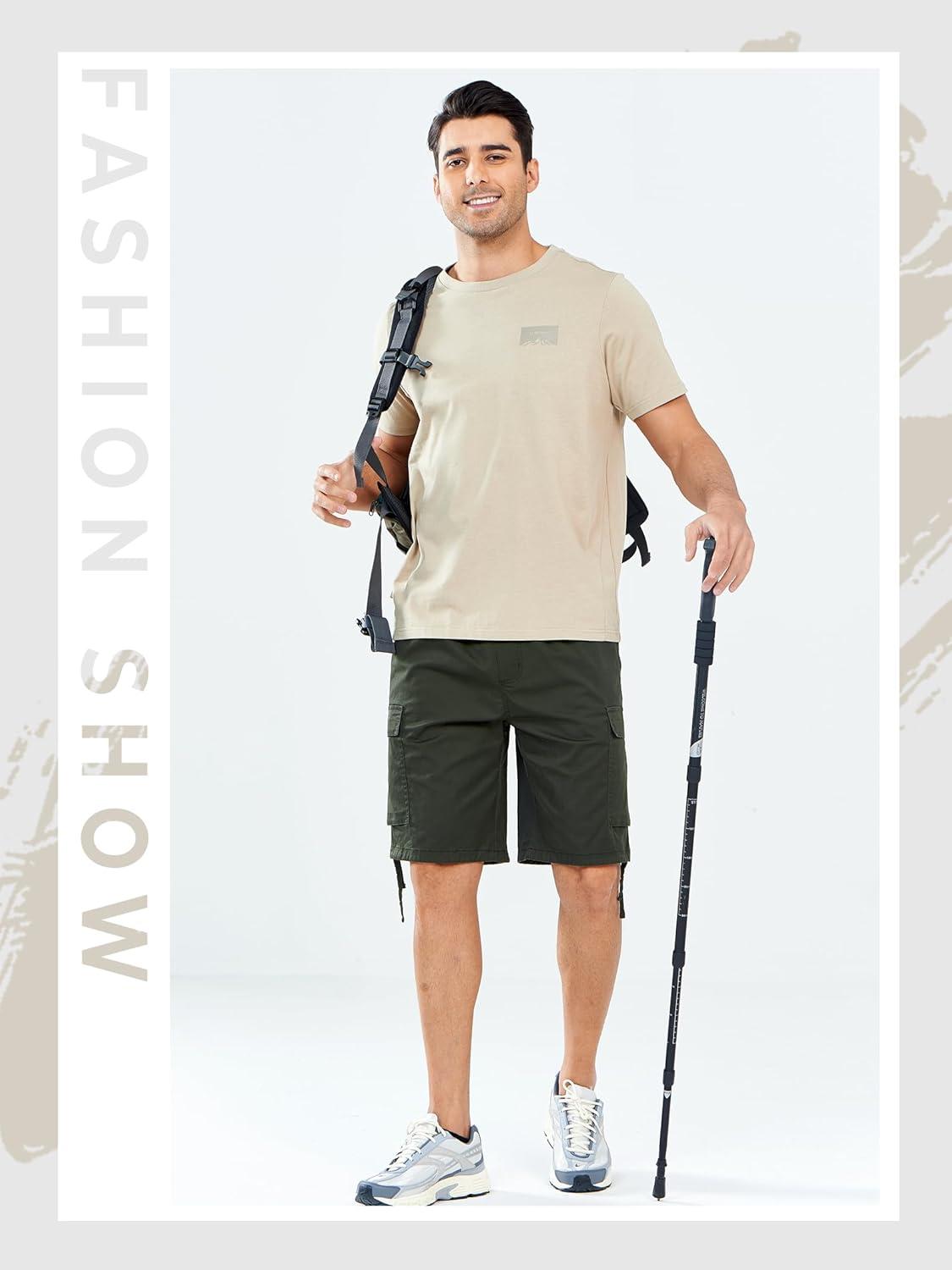 imageNORTHYARD Mens Twill Casual Cotton Cargo Shorts Drawstring Elastic Waist ampamp 6 Pockets Classic Work Shorts for MenArmygreen