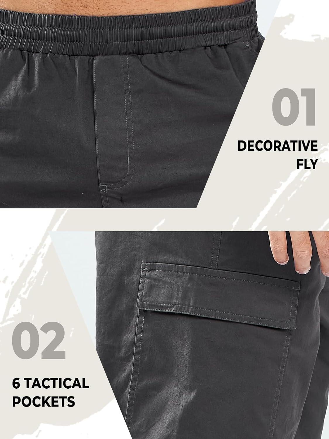 imageNORTHYARD Mens Twill Casual Cotton Cargo Shorts Drawstring Elastic Waist ampamp 6 Pockets Classic Work Shorts for MenDarkgrey