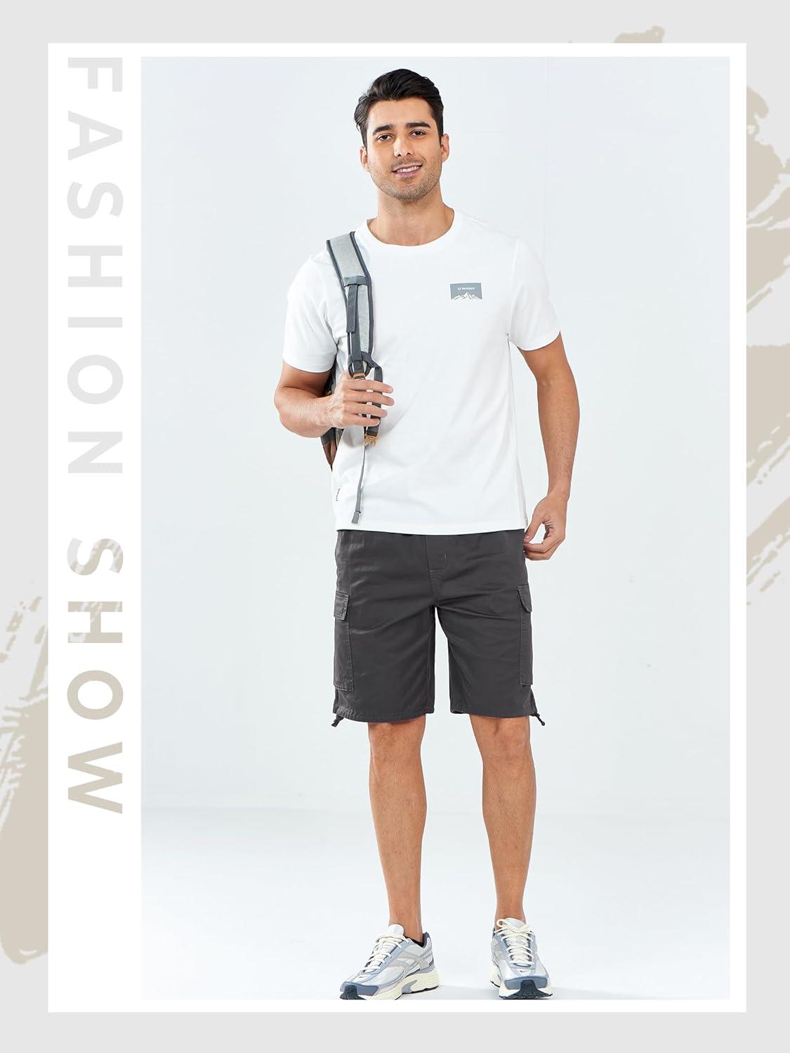 imageNORTHYARD Mens Twill Casual Cotton Cargo Shorts Drawstring Elastic Waist ampamp 6 Pockets Classic Work Shorts for MenDarkgrey