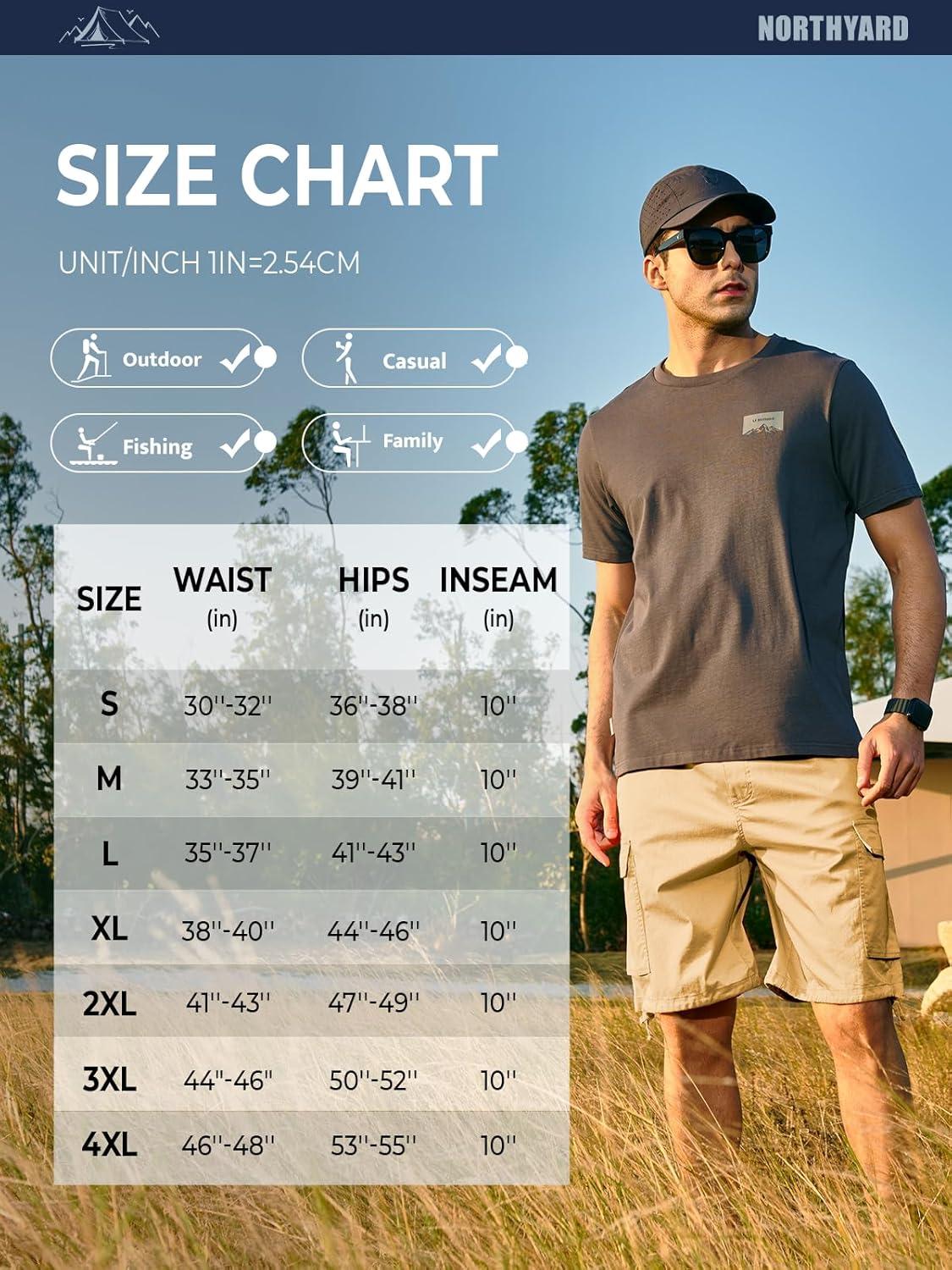 imageNORTHYARD Mens Twill Casual Cotton Cargo Shorts Drawstring Elastic Waist ampamp 6 Pockets Classic Work Shorts for MenLightkhaki
