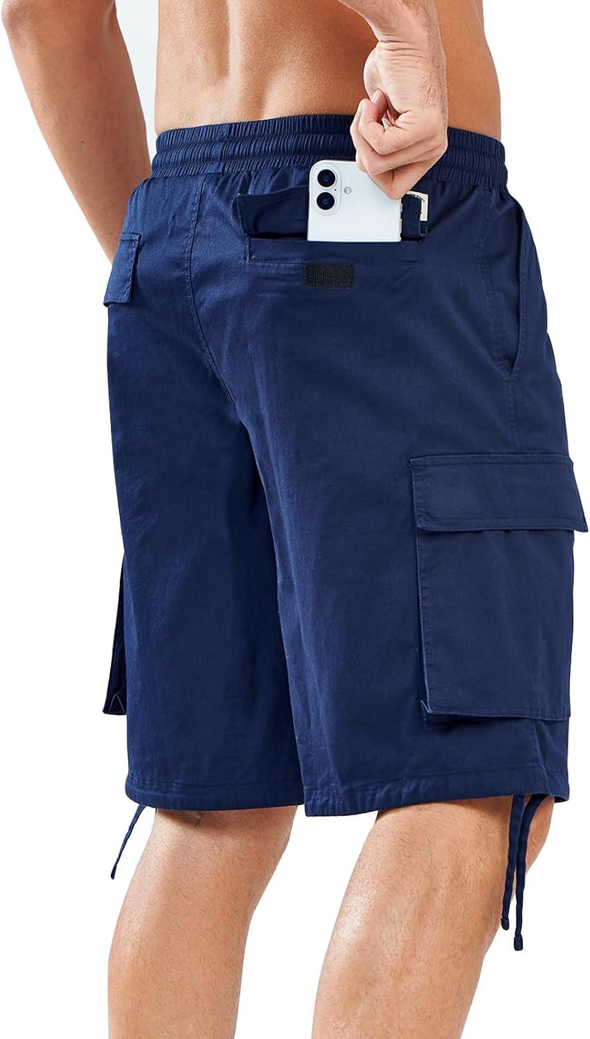 imageNORTHYARD Mens Twill Casual Cotton Cargo Shorts Drawstring Elastic Waist ampamp 6 Pockets Classic Work Shorts for MenNavy