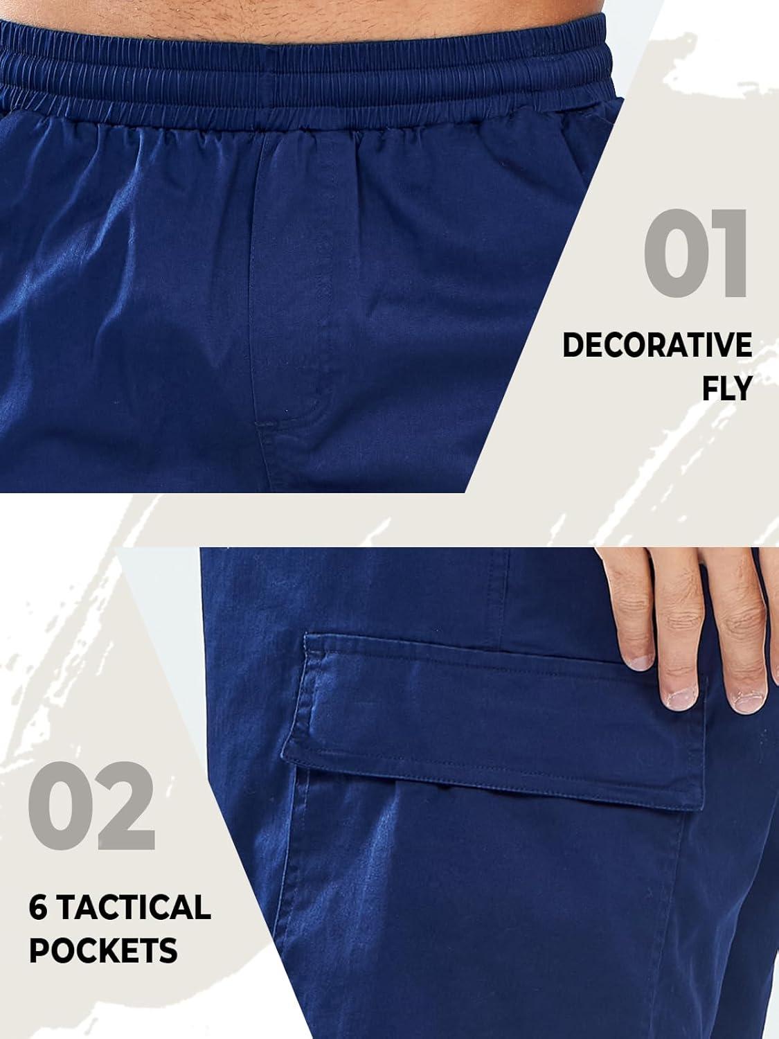 imageNORTHYARD Mens Twill Casual Cotton Cargo Shorts Drawstring Elastic Waist ampamp 6 Pockets Classic Work Shorts for MenNavy
