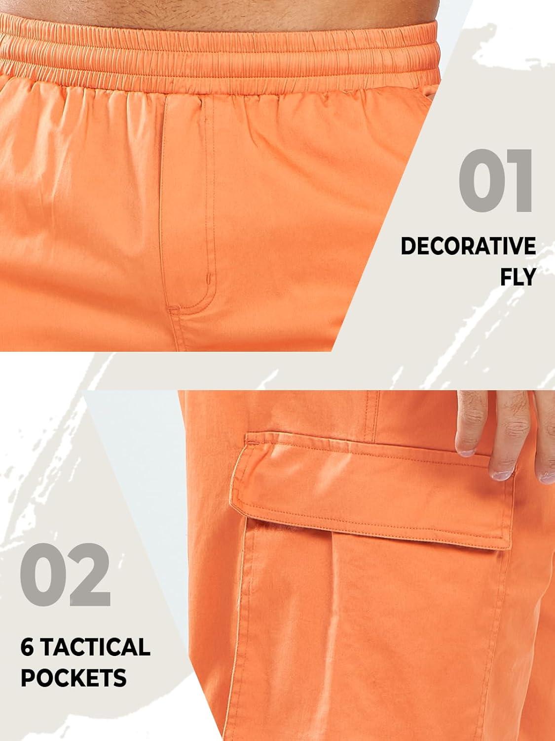 imageNORTHYARD Mens Twill Casual Cotton Cargo Shorts Drawstring Elastic Waist ampamp 6 Pockets Classic Work Shorts for MenOrange