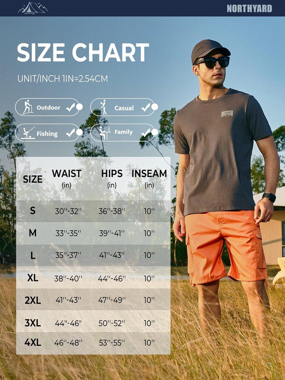 imageNORTHYARD Mens Twill Casual Cotton Cargo Shorts Drawstring Elastic Waist ampamp 6 Pockets Classic Work Shorts for MenOrange