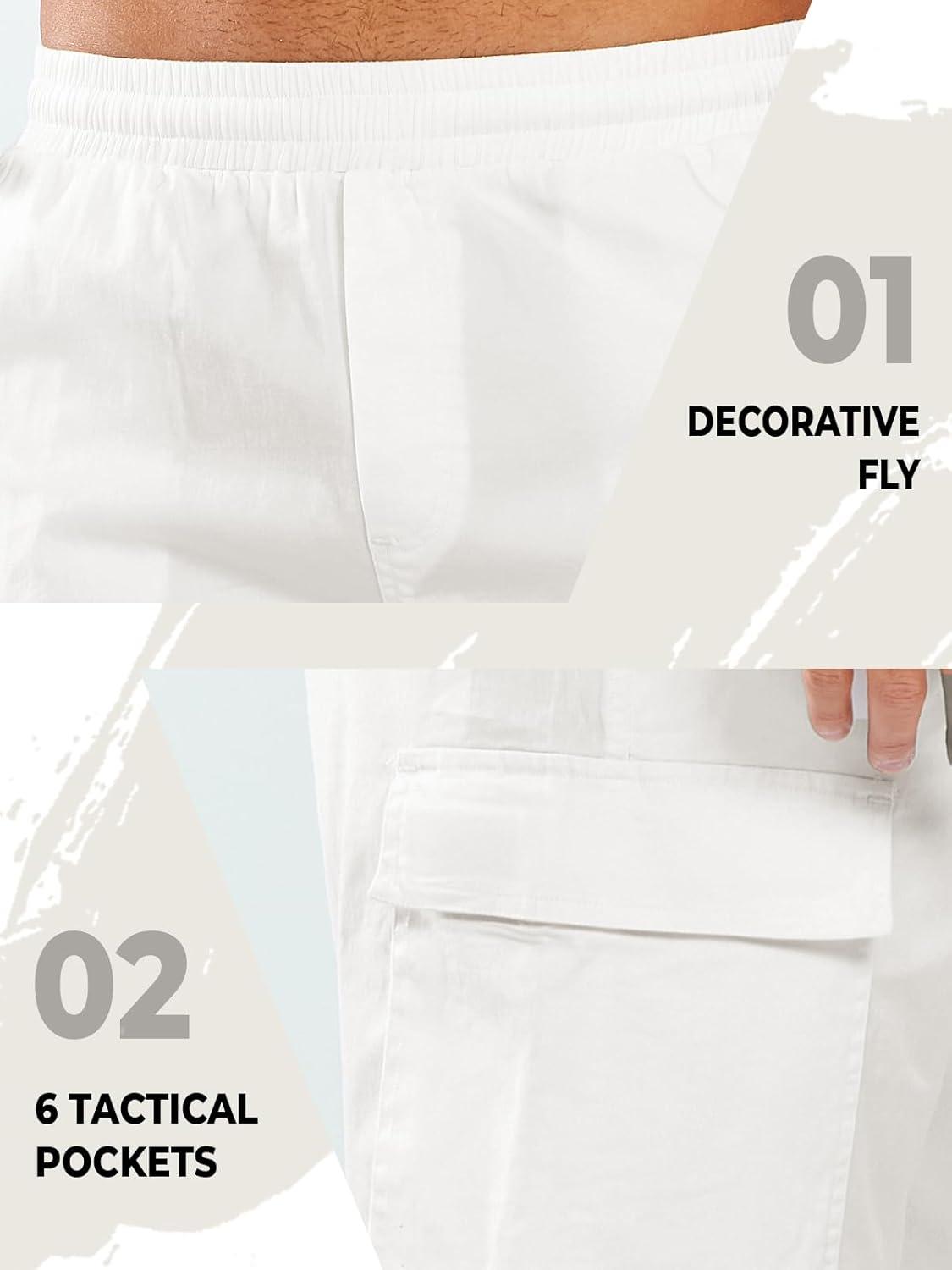 imageNORTHYARD Mens Twill Casual Cotton Cargo Shorts Drawstring Elastic Waist ampamp 6 Pockets Classic Work Shorts for MenWhite