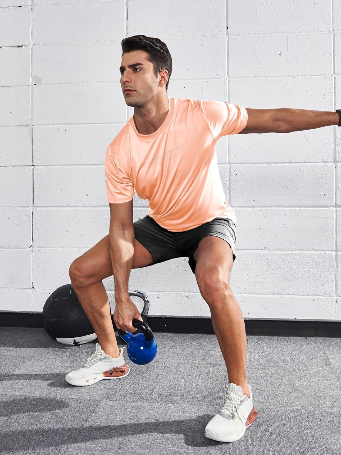 imageNORTHYARD Mens Workout Gym TShirts Lightweight Running Athletic Short Sleeve Quick Dry Shirt TopsPinkorange