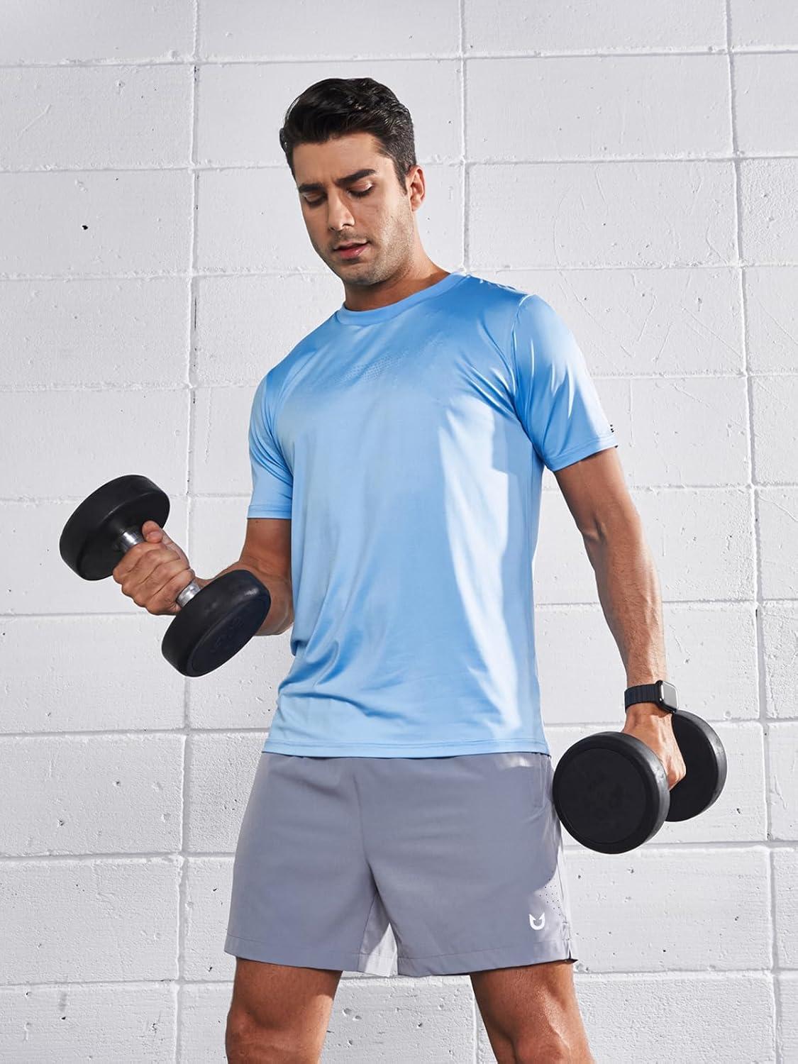 imageNORTHYARD Mens Workout Gym TShirts Lightweight Running Athletic Short Sleeve Quick Dry Shirt TopsSkyblue