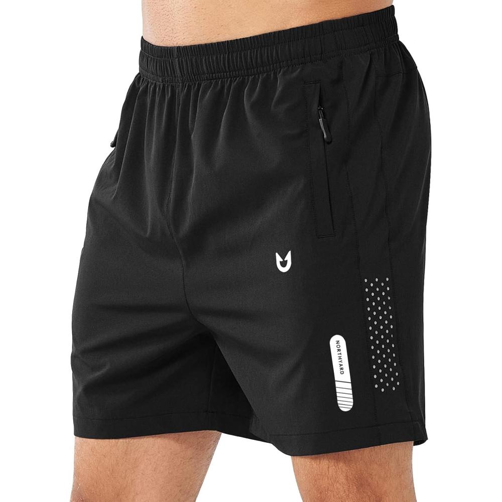 imageNORTHYARD Mens Athletic Running Shorts Quick Dry Workout Shorts 7quot 5quot 9quot Lightweight Sports Gym Basketball Tennis HikingBlack