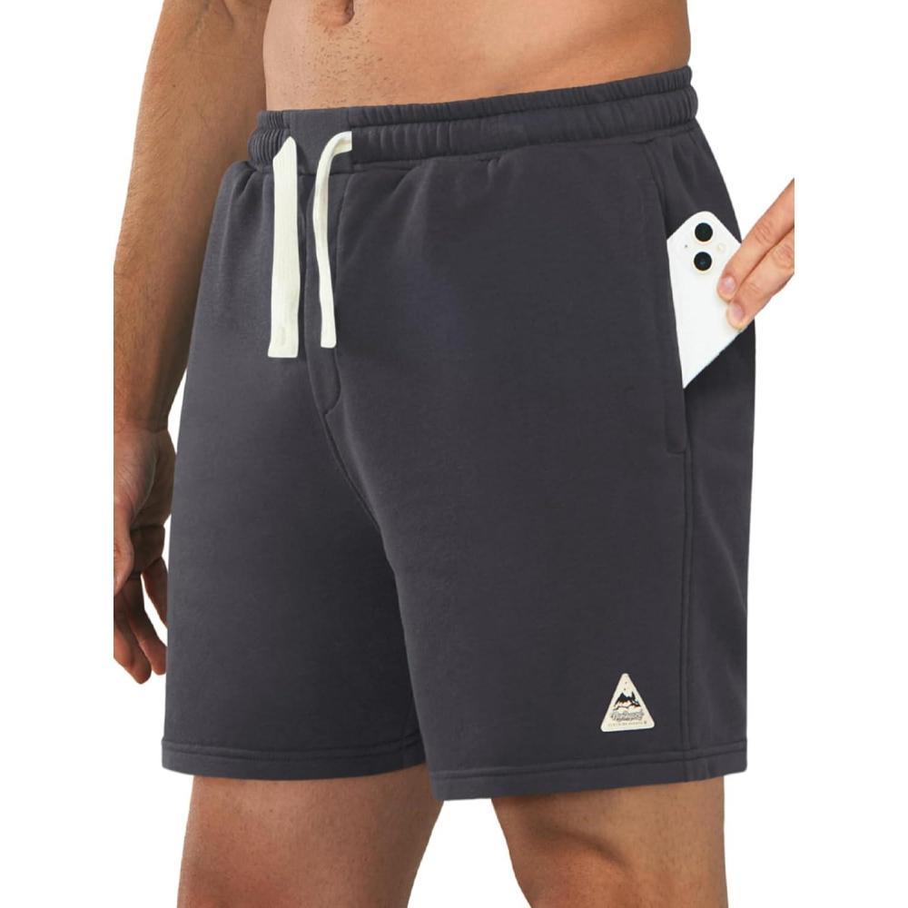 imageNORTHYARD Mens Sweat Shorts 5quot with Pockets Cotton Drawstring Summer Running Casual Lounge ShortsDarkgrey