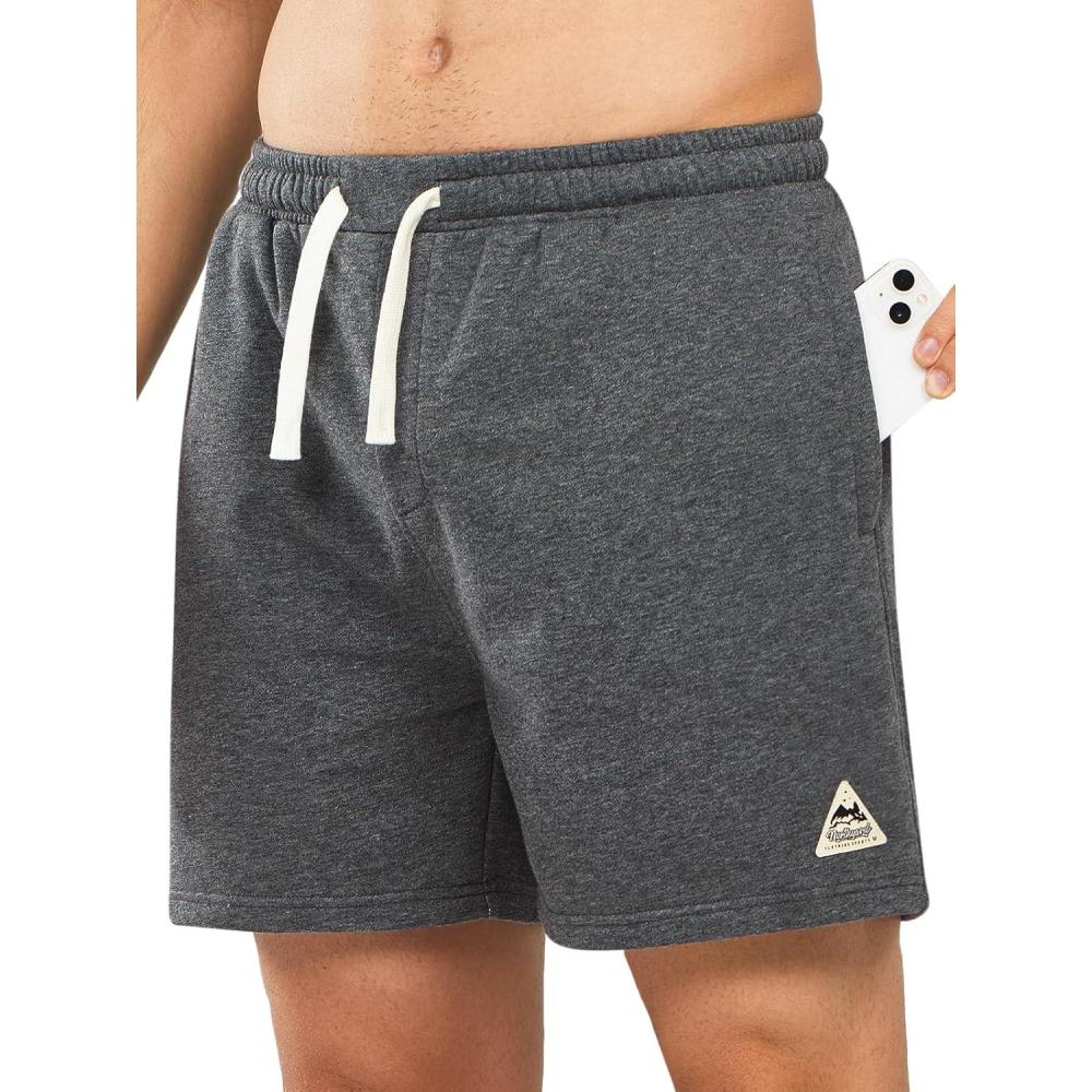 imageNORTHYARD Mens Sweat Shorts 5quot with Pockets Cotton Drawstring Summer Running Casual Lounge ShortsSmoke Heather