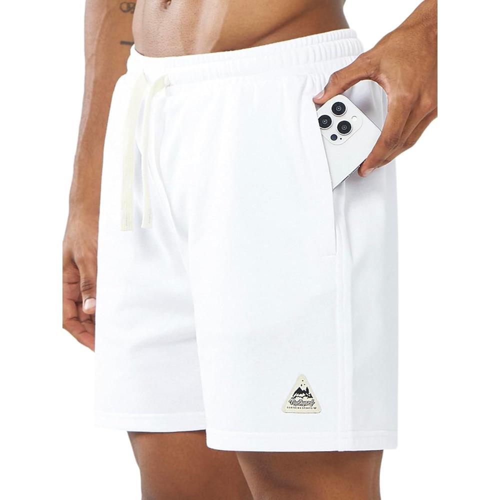 imageNORTHYARD Mens Sweat Shorts 5quot with Pockets Cotton Drawstring Summer Running Casual Lounge ShortsWhite