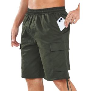 imageNORTHYARD Mens Twill Casual Cotton Cargo Shorts Drawstring Elastic Waist ampamp 6 Pockets Classic Work Shorts for MenArmygreen