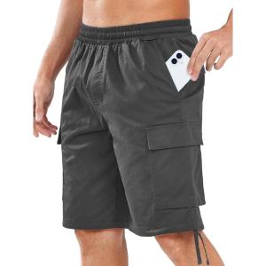 imageNORTHYARD Mens Twill Casual Cotton Cargo Shorts Drawstring Elastic Waist ampamp 6 Pockets Classic Work Shorts for MenDarkgrey