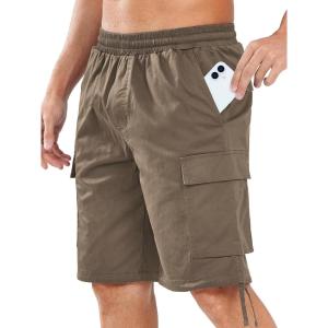 imageNORTHYARD Mens Twill Casual Cotton Cargo Shorts Drawstring Elastic Waist ampamp 6 Pockets Classic Work Shorts for MenDeepkhaki