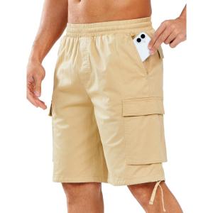 imageNORTHYARD Mens Twill Casual Cotton Cargo Shorts Drawstring Elastic Waist ampamp 6 Pockets Classic Work Shorts for MenLightkhaki