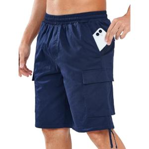 imageNORTHYARD Mens Twill Casual Cotton Cargo Shorts Drawstring Elastic Waist ampamp 6 Pockets Classic Work Shorts for MenNavy