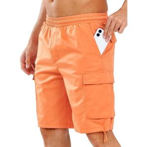 imageNORTHYARD Mens Twill Casual Cotton Cargo Shorts Drawstring Elastic Waist ampamp 6 Pockets Classic Work Shorts for MenOrange