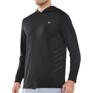 imageNORTHYARD Mens Long Sleeve Hoodie Shirts Sun Protection Fishing Running Swim Rash Guard Lightweight Quick Dry UPF 50 HikingBlack