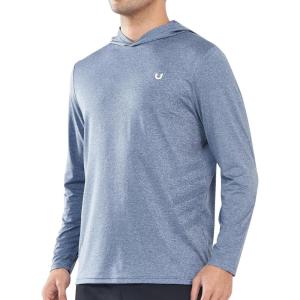 imageNORTHYARD Mens Long Sleeve Hoodie Shirts Sun Protection Fishing Running Swim Rash Guard Lightweight Quick Dry UPF 50 HikingBlueheather