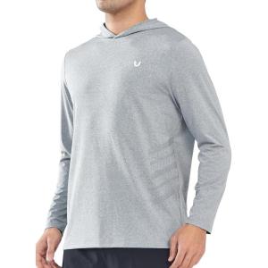 imageNORTHYARD Mens Long Sleeve Hoodie Shirts Sun Protection Fishing Running Swim Rash Guard Lightweight Quick Dry UPF 50 HikingGreyheather