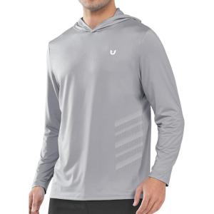 imageNORTHYARD Mens Long Sleeve Hoodie Shirts Sun Protection Fishing Running Swim Rash Guard Lightweight Quick Dry UPF 50 HikingLightgrey