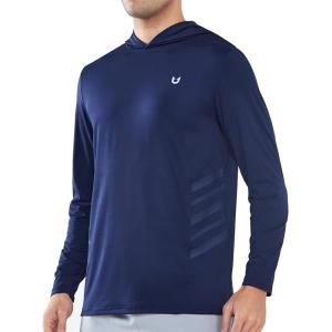 imageNORTHYARD Mens Long Sleeve Hoodie Shirts Sun Protection Fishing Running Swim Rash Guard Lightweight Quick Dry UPF 50 HikingNavy