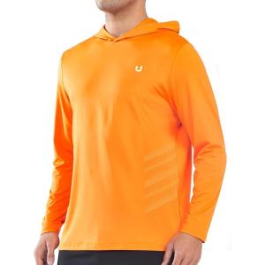 imageNORTHYARD Mens Long Sleeve Hoodie Shirts Sun Protection Fishing Running Swim Rash Guard Lightweight Quick Dry UPF 50 HikingOrange