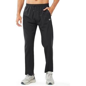 imageNORTHYARD Mens Athletic Track Pants Sweatpants with Zipper Pockets Workout Gym Jogger Pants Open BottomBlack
