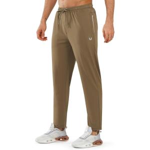 imageNORTHYARD Mens Athletic Track Pants Sweatpants with Zipper Pockets Workout Gym Jogger Pants Open BottomDarkkhaki