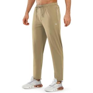 imageNORTHYARD Mens Athletic Track Pants Sweatpants with Zipper Pockets Workout Gym Jogger Pants Open BottomLightkhaki