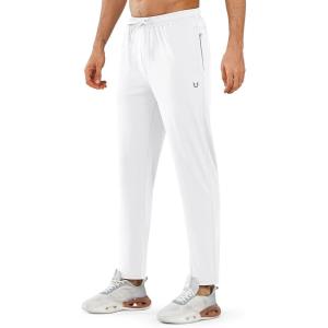 imageNORTHYARD Mens Athletic Track Pants Sweatpants with Zipper Pockets Workout Gym Jogger Pants Open BottomWhite