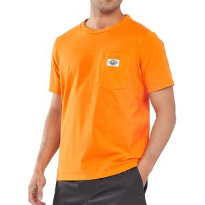 imageNORTHYARD Mens Cotton Shirts Heavyweight Short Sleeve Casual TShirts with Chest Pocket Work WearOrange