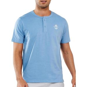 imageNORTHYARD Mens Henley Shirts Casual Short Sleeve Heavy Cotton TShirts Solid Basic Summer Tee TopsBluestone
