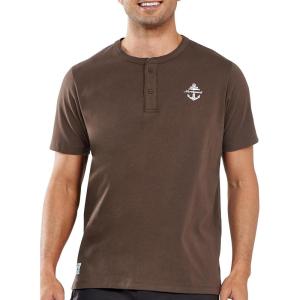 imageNORTHYARD Mens Henley Shirts Casual Short Sleeve Heavy Cotton TShirts Solid Basic Summer Tee TopsDarkbrown