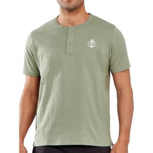 imageNORTHYARD Mens Henley Shirts Casual Short Sleeve Heavy Cotton TShirts Solid Basic Summer Tee TopsGrayishgreen