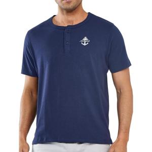 imageNORTHYARD Mens Henley Shirts Casual Short Sleeve Heavy Cotton TShirts Solid Basic Summer Tee TopsNavy