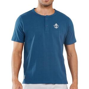 imageNORTHYARD Mens Henley Shirts Casual Short Sleeve Heavy Cotton TShirts Solid Basic Summer Tee TopsSeablue