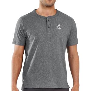 imageNORTHYARD Mens Henley Shirts Casual Short Sleeve Heavy Cotton TShirts Solid Basic Summer Tee TopsSmokeheather