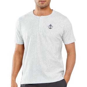 imageNORTHYARD Mens Henley Shirts Casual Short Sleeve Heavy Cotton TShirts Solid Basic Summer Tee TopsWhiteheather