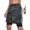 imageNORTHYARD Mens 2 in 1 Workout Shorts 5quot Running Athletic Quick Dry Shorts Gym Sports Basketball Tennis with Phone PocketsDarkgrey