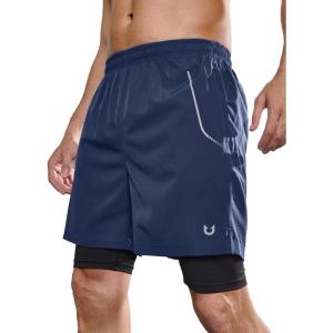 imageNORTHYARD Mens 2 in 1 Workout Shorts 5quot Running Athletic Quick Dry Shorts Gym Sports Basketball Tennis with Phone PocketsNavy