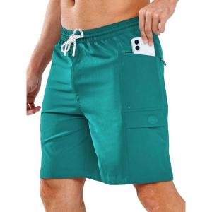 imageNORTHYARD Mens 9quot Board Shorts with 4 Pockets Swim Trunks Swimwear for Men Bathing Suit  No Mesh LinerBlue Green