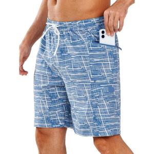 imageNORTHYARD Mens 9quot Board Shorts with 4 Pockets Swim Trunks Swimwear for Men Bathing Suit  No Mesh LinerBlue Whitelines