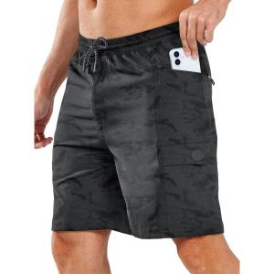 imageNORTHYARD Mens 9quot Board Shorts with 4 Pockets Swim Trunks Swimwear for Men Bathing Suit  No Mesh LinerCamo Black