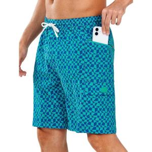 imageNORTHYARD Mens 9quot Board Shorts with 4 Pockets Swim Trunks Swimwear for Men Bathing Suit  No Mesh LinerGreen Blueblocks