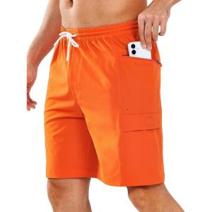 imageNORTHYARD Mens 9quot Board Shorts with 4 Pockets Swim Trunks Swimwear for Men Bathing Suit  No Mesh LinerOrange